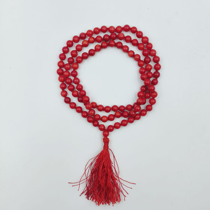 Coral (moonga) Mala - Round shape